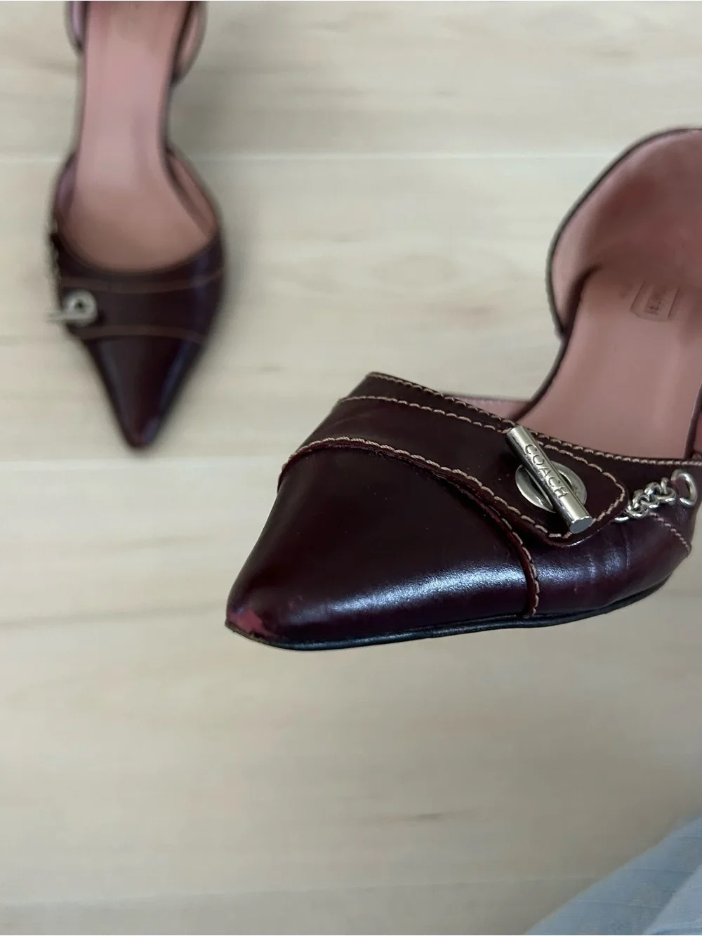 burgundy coach heels